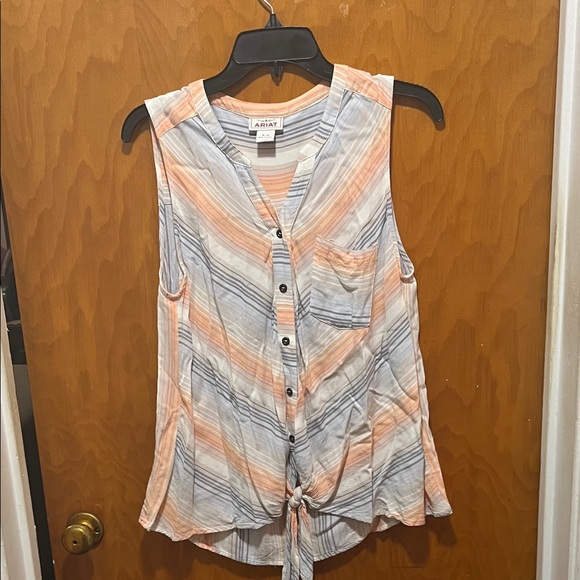 Ariat Tops - Ariat Women's Sleeveless Pastel Striped Button-Down Shirt
